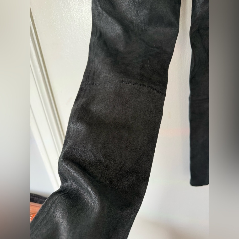 HELMUT LANG 100% Lamb Leather Patina Stretch Pants Black Size 4 - Picture 5 of 7